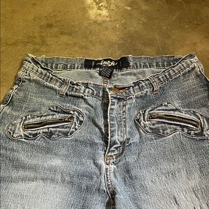 Trendy Blue Wide Leg Women's Jeans with Zipper Accents